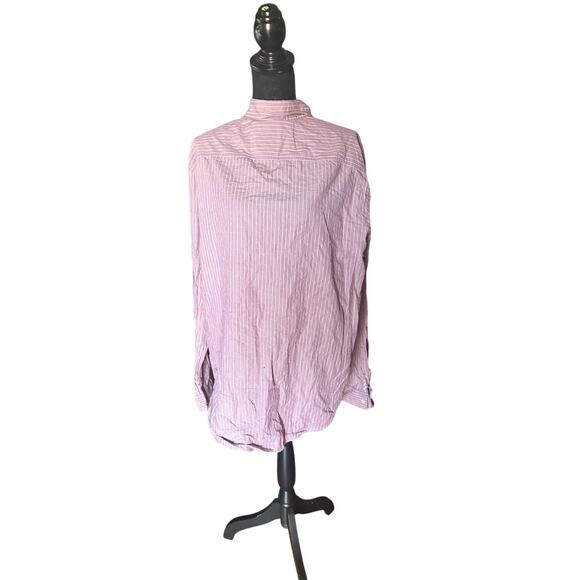 American Eagle Men’s Red Striped Button-Up Shirt | Cotton Casual - Picture 5 of 8